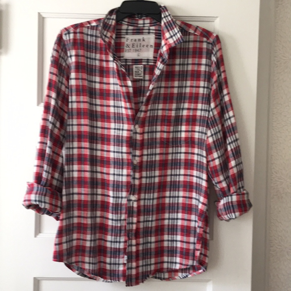 Women’s plaid linen blouse